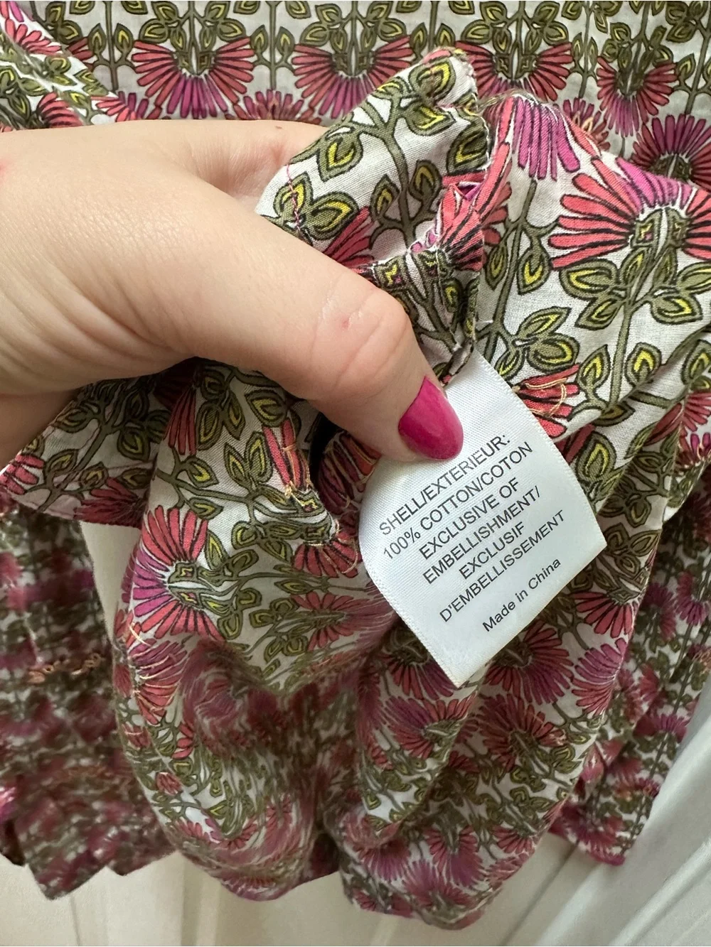Tory Burch Pink Olive Floral Long-Sleeve cotton tunic Top 8